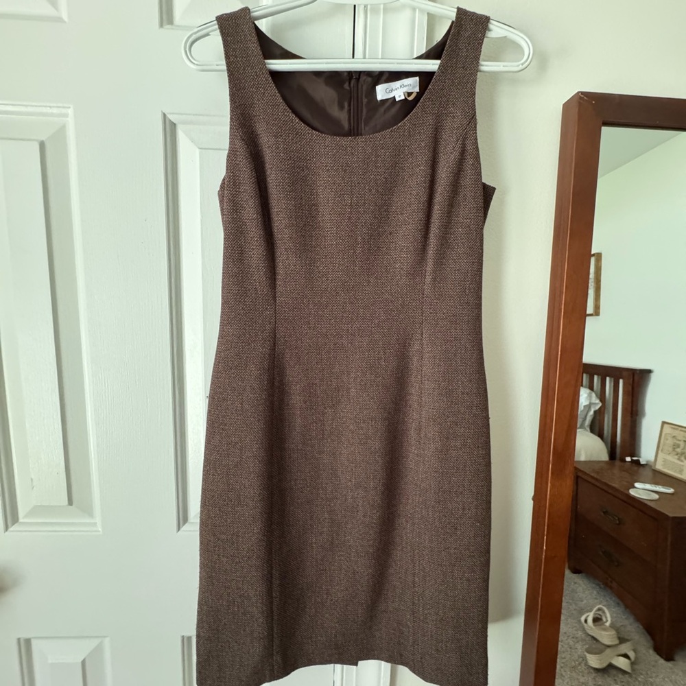 Calvin Klein Brown Sheath Midi Dress